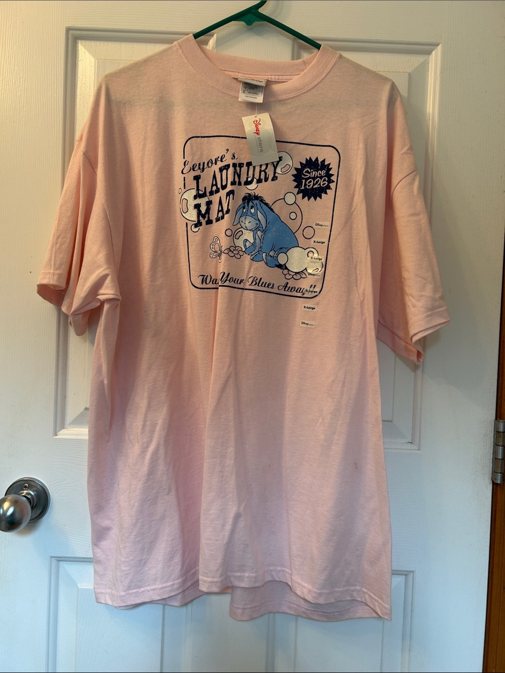 Disney Eeyore Pink Woman’s Graphic Tee - Laundry Mat wash your blues away
